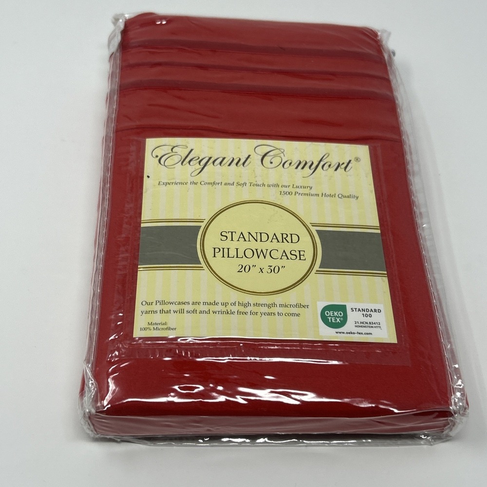 NEW Elegant Comfort Standard Pillowcase 20"x30" Red Microfiber OEKO TEX